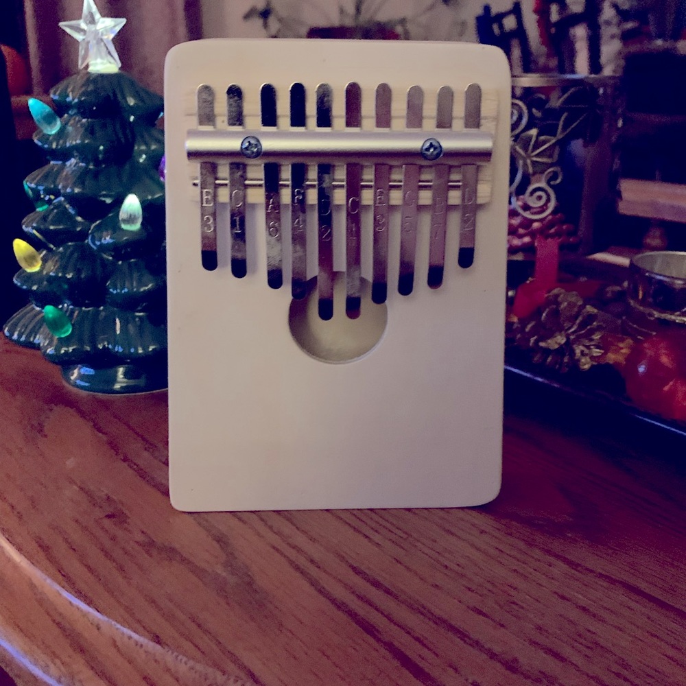 COPY - Very nice white wooden 10-key Kalimba thumb piano. Clean. Plays well. $20